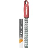 Microplane Zester Kitchen Grater in Red Lipstick for Citrus, Parmesan, Ginger, Chocolate and Nutmeg with Fine Stainless Steel