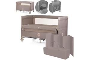 Dermodiva Lettino da Viaggio Co-Sleeping 0-4 anni Chipolino, Sponda Reclinabile, Materasso seamless, Kit Doppia Altezza, Borsa per il Trasporto, Richiudibile e Trasportaile (macadamia tex)