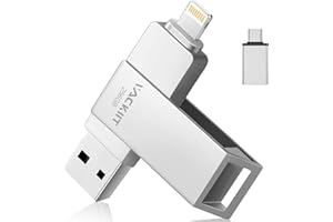 Cle USB 256 go pour iPhone Apple Certifié, Vackiit Clé USB C Lightning Clef USB 3.0 Photo Stick Stockage Externe pour iPad Mac iOS OTG Android Mobile PC avec MFI Lightning, USB 3.0, Type C 3 in 1
