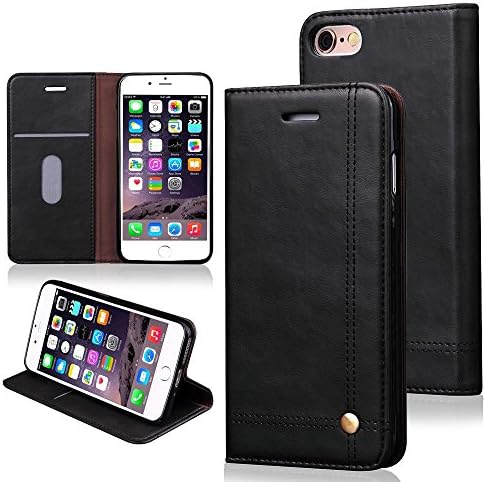 Euhubb iPhone 6, 6S Wallet Case, Slim, Premium Faux Leather, Card Holder, Magnetic Closure, Lightweight, Classic Design For iPhone 6/6S (4.7 Inch) - Black
