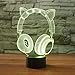 Produktbild Schöne katze ohr headse 3d nachtlicht cartoon schreibtisch tischlampe 3d lampe schlafzimmer lampe 7 farbwechsel usb innen atmosphäre lampe