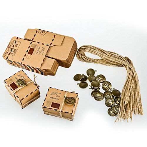 Foonii 50pcs Retro Kraftpapier Süßigkeit GeschenkBox Karton, Schokolade Kasten Hochzeits Dekoration Hochzeit Taufe Decoration Hochzeit GeschenkBox Brautparty Jubiläum Hochzeit Geburtstagsfeier Praline box - 3