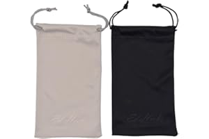 Ed Hicks Lot de 2 étuis en microfibre de qualité supérieure pour lunettes de soleil (noir et gris), noir/gris, M