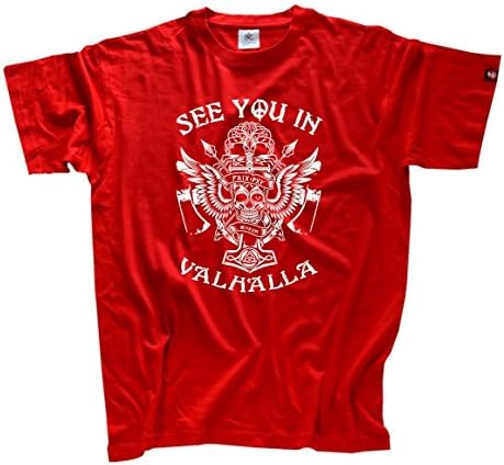 Shirtzshop Men's See You in Valhalla Odin Tyr Thor XL T-Shirt, Red, X-Large