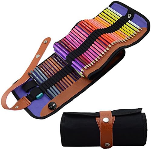 WELife 72 Colored Pencils with Roll Up Nylon Case Aritist Grade 3.5mm Soft Core With Names of Colors for Sketching, Painting or Coloring Book, Bonus Sharpener (72 Color Pencil)