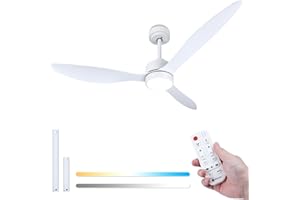Aigostar Ventilatore da Soffitto con Luce e Telecomando Silenzioso 52", Dimmerabile, 2700K-6500K, 40W Motor DC Reversibile, 6 Velocità, Adatto per soggiorno, camera da letto e sala da pranzo