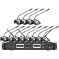 Professional UHF Wireless Conference System for Big Meeting,Tabletop Wireless Microphones, 1 Chairman 11 Delegate Microphone,Wireless Conference System Digital Discussion System