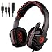 Produktbild Kopfhörer Wired Headband Gaming Stereo Einstellbar Headphones | Sweatproof Ohrhörer | mit Mikrofon | Rauschunterdrückung Spiel Über Ohr Headset | für Xbox One / PS4 / PC | 3.5mm (Rot)