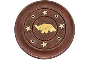 BOEMY Porta inciensos Redondo [ Conos y Varillas ] | Incensario Quemador Tipo Plato de Madera | Diámetro 10 cm | Hecho a Mano