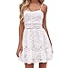 Produktbild Frauen Sexy Minikleid Lace Panel Partykleid Lace Button Abendkleid Sling Kleid Boho Strandkleid Ballkleid Kurz(White,XL)