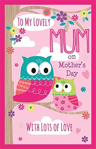 Giant Mother's Day Poppet Card - Best Mum Bright Owls, Tree &amp; Flowers 25" x 16"
