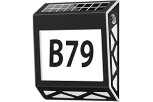 YOHAYO Solarny podświetlany numer domu 8 LED Solarny numer domu z przełącznikiem zmierzchowym Stal nierdzewna IP54 Wodoodporny Outdoor z cyframi 0-9 i literami A-E (Czarny)