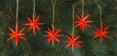 Preisvergleich Produktbild Christbaumschmuck, rot - kleine Weihnachtssterne, 6-teilig