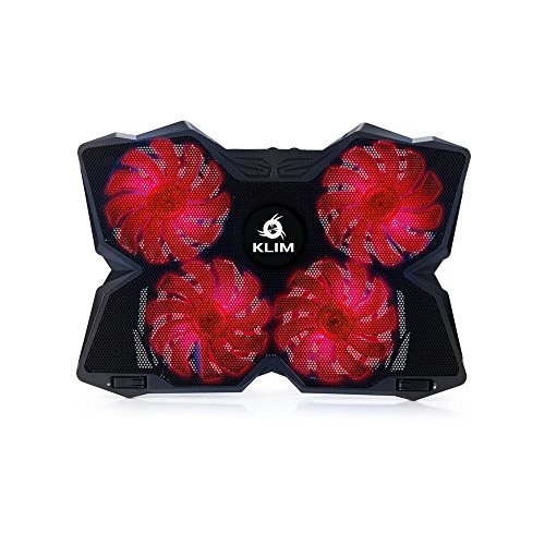 KLIM Wind Laptop-PC Kühler – Leistungsstark wie kein anderer – Schneller Kühlvorgang – 4 Lüfter Belüfteter Notebookständer Gamer Gaming Stützhalterung ( Schwarz und Rot ) - 2