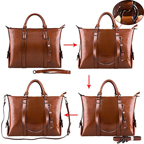 S-ZONE Frauen 3-Weg-Tragen Echtes Leder Tasche Handtasche Schultertasche - 5