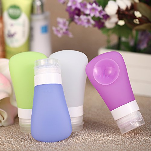 Anself 4 Stück Silikon Reise Flaschen Set mit Saugnapf (Größe Optional) - 5