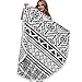 Produktbild 150CM Geometrischen Muster Quaste Indisches Mandala Motiv Runde Strandtuch, Gypsy Tischdecke Boho Tagesdecke Überwurf Tapisserie Schal Tapestry, Hippie Picknickdecke (Schwarz & Weiss)