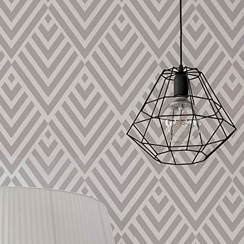 VINTAGE DIAMANTE Art Deco motivo Stampo da parete decorazione arte & ARTIGIANATO Stampo pittura pareti TESSUTI & ARREDAMENTO 190 MYLAR riutilizzabili STAMPO - SEMI TRASPARENTE STAMPO, S/ 17X24CM