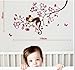 Sleeping Monkey On Pink Flower Tree Wall Sticker For Children Bedroom Baby Nursery