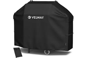 Velway Pokrowce na grilla, wodoodporne, wytrzymałe, odporne na promieniowanie UV, na zewnątrz, duży pokrowiec na grilla gazowego, wiatroszczelny, z otworami wentylacyjnymi, 145 x 61 x 117 cm, czarny