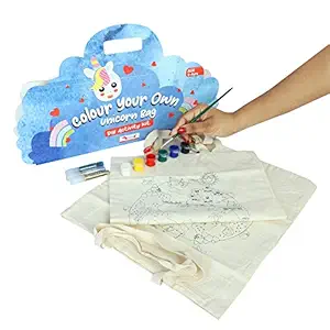 CocoMoco Kids Colour Your Own Reusable Unicorn Bags Set DIY Activity Kit Craft Kit for 2-4 Years Boys and Girls