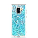 Coque Galaxy A8 2018, Misteem Glitter Sequins, Misteem Shining Sparkle Bling Stars Diamond Back Case Transparent Ultra Slim Thin Shockproof Shell Rubber Silicone Crystal Clear Protective Cover Bumper for Samsung Galaxy A8 2018 (Blue)
