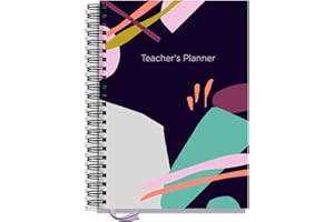 Teacher Planner 2025-2026 A4 size by Pirongs | 5 Lesson Planner for Teachers | Page a day | Undated, Hardback, Wiro-bound Teachers Planner - Abstract