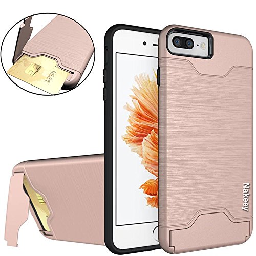 iPhone 7 Plus Hülle, Nakeey Tasche Schutzhülle Card Slots Cover Bumper Protection Hybrid Stand Handyhülle Hülle Ständer For iPhone 7 Plus 5.5",Rose Gold
