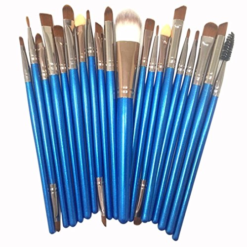 Tonsee® 20PCS Set Brosse Pro Makeup Brush Tools Make-up Toiletry Kit Wool Makeup Brush (Blue+Silver)