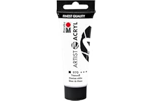 Marabu Artist 12200055970 - Acrylique blanc titane 970, 22 ml, peinture acrylique fine de qualité artistique, à base d'eau, consistance pâte, hautement pigmentée, très bonne brillance et opacité