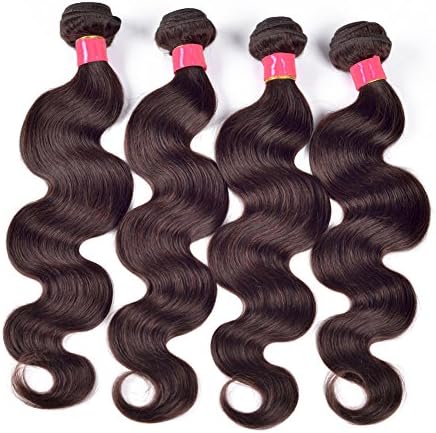 ALIPOP Brazilian Virgin Hair Body Wave 4 Bundles 7A Grade Unprocessed Human Hair Weave #2 Color 16 16 16 18 Inches Pack of 4