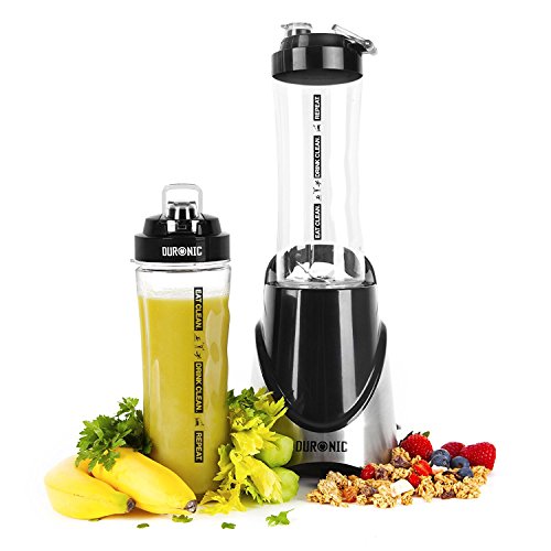 Duronic BL3 /SS Mix & Go Sportmixer für Smoothies, Proteinshakes und Sportgetränke – 300W Mini-Mixer – inklusive 2 x 600ml BPA-freien Flaschen – in schwarz - 3