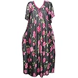 Indiatrendzs Women Kaftan Nighty Floral Dot Printed Long Nightwear (Bust 52)