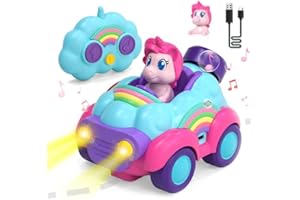 Lehoo Castle Toys for 2 3 Year Old Girl, Unicorn Gifts for Girls Remote Control Toy Cars for Toddler, Unicorn Toys for Girls RC Stunt Car with Lights & Music