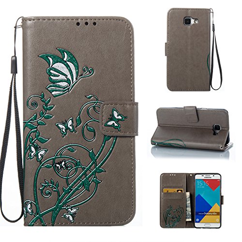 Galaxy A3 2016 Hülle,Galaxy A3 (2016) SM-A310F Leder Narzissen Hülle,Galaxy A3 (2016) A310 Lanyard Wallet Schutzhülle,BONROY® Farbdruck geprägte Narzissen Muster PU Leder Flip Hülle Wallet Case Tasche Cover Handytasche Schutzhülle Lederhülle Handyhülle in Book Style Stand Case mit Kredit Kartenschlitz für Samsung Galaxy A3 (2016) SM-A310F A310F A310-grau