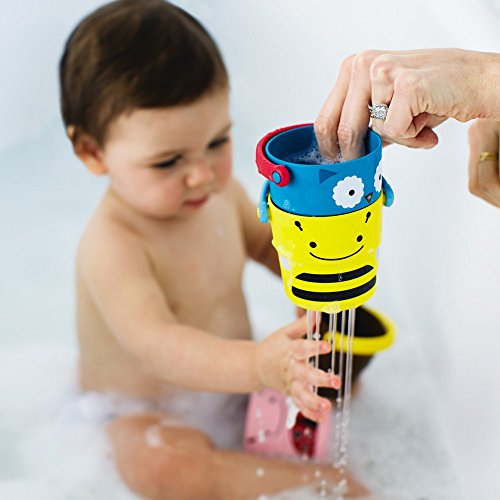 Skip Hop 235355 Zoo Bath – Stack & Pour Buckets – Badespielzeug kleine Becher zum Stapeln - 2