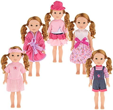 5PCS Doll Clothes Wardrobe Makeover Fits for 14" 14.5" American Girl Dolls Cute Dollhouse Decor Gifts