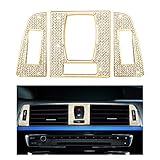  VDARK Zubehörteile AC Klimaanlage Knöpfe Abziehbilder Aufkleber Bling Innendekoration Compatible with BMW 2 3 4 Serie M2 M3 M4 F22 F30 F30 G20 F32 F87 F80 F82 F83 xDrive AWD Kristall (Gold)