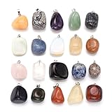 achat heilstein erfahrungen Edelsteine als Anhänger für Ketten, Set mit 20 stücke 0.59-0.78 Zoll (15-20mm) kleine Edelsteine Anhänger + 2 stücke 20 Zoll Ketten.