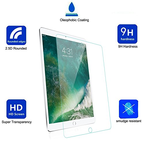 IPad Pro 10,5 Zoll Gehärtetes Glas Displayschutzfolie, JOTO iPad Pro 10.5″ Glas Display Schutzfolie Schutzfolie 0.33 mm Abgerundeter Rand Echtes Glas Display Schutz für Apple 10.5 Zoll iPad Pro 2017(2 Packung) - 2