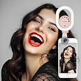 Selfie Ring Licht, Evershop Schunheit Selfie Licht mit 0,6X Breite Winkel lens mit 15X Makro-Objektiv-Kit, Clip-on aufladbare LED Ring Flash Light fur iPhone, Samsung, Huawei und alle Smartphones Rosa