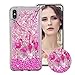 Produktbild Flüssig Hülle für iPhone XS/iPhone X, Obesky Bling Glitzer Treibsand Handyhülle Transparent Weiche TPU Silikon Schutzhülle mit Flamingo Muster Kreativ für Apple iPhone X/XS