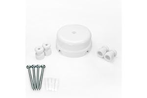 QuirkLz Scatola di Derivazione in Porcellana, Set di scatola derivazione per installazione con cavo tessile, con 4 isolatori ceramica, colore bianco lucido, Ø 78mm