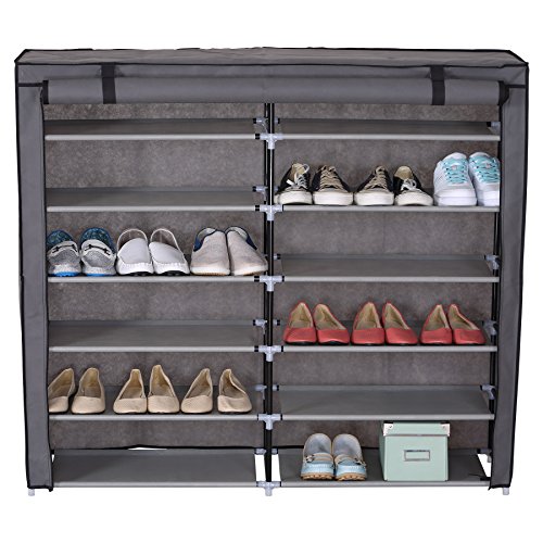 WOLTU® #172-2 Schuhschrank Faltschrank , Stoffschrank Schuhablage Schuhregal Schuhständer , 119x30x107cm , 4 Farben (Grau | SS5019gr) - 4