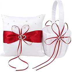 Coomir Juego de Almohadas para Canasta Bowknot para niñas de Flores, canastas y Cojines para Trajes de Boda, Accesorios de decoración para Fiestas, artículos de Fiesta