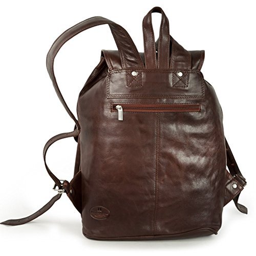 Großer Lederrucksack Größe L / Laptop Rucksack bis 15,6 Zoll, für Damen und Herren, aus geöltem Leder, Kastanien-Braun, Hamosons 560 - 6