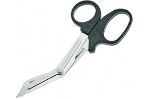 YNR Medical Scissors – Stainless Steel First Aid Scissors, Curved Paramedic with Serrated Blade, Trauma & Nurse Scissor for EMT, EMS, Vets, Nursing Use | (Black) 5.5 Inches