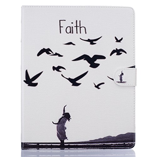 Apple iPad 2/iPad 3/iPad 4 Hülle,Qimmortal(TM) Hohe Qualität Ausgezeichnete Rückseite Abdeckung Gehäuse, Elegante Vintage Gepresste Feder Vögel Muster Entwurf Retro Magnetische Premium PU Leder Kreditkarte Halter Brieftasche Fashion Ultra Schlanke Passform Schützende Gehäuse Abdeckung für Apple iPad 2/iPad 3/iPad 4 - 2