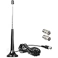 TV Aerial Indoor,DAB FM Radio Antenna Telescopic FM Aerial,with Magnetic Base and 3 Meter Extension Cable,Portable TV Aerial Freeview TV Aerial,for Tuner Stereo Amplifier Home Cinema System