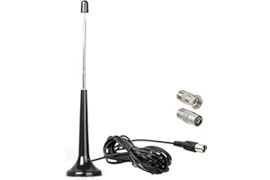 ADSPOW Antenne Radio FM Dab Intérieur Télescopique,Antenne FM Télescopique avec Base Magnétique + Câble d'extension de 3m,pour réception Radio stéréo Tuner Radio Portable et récepteur Hi-FI